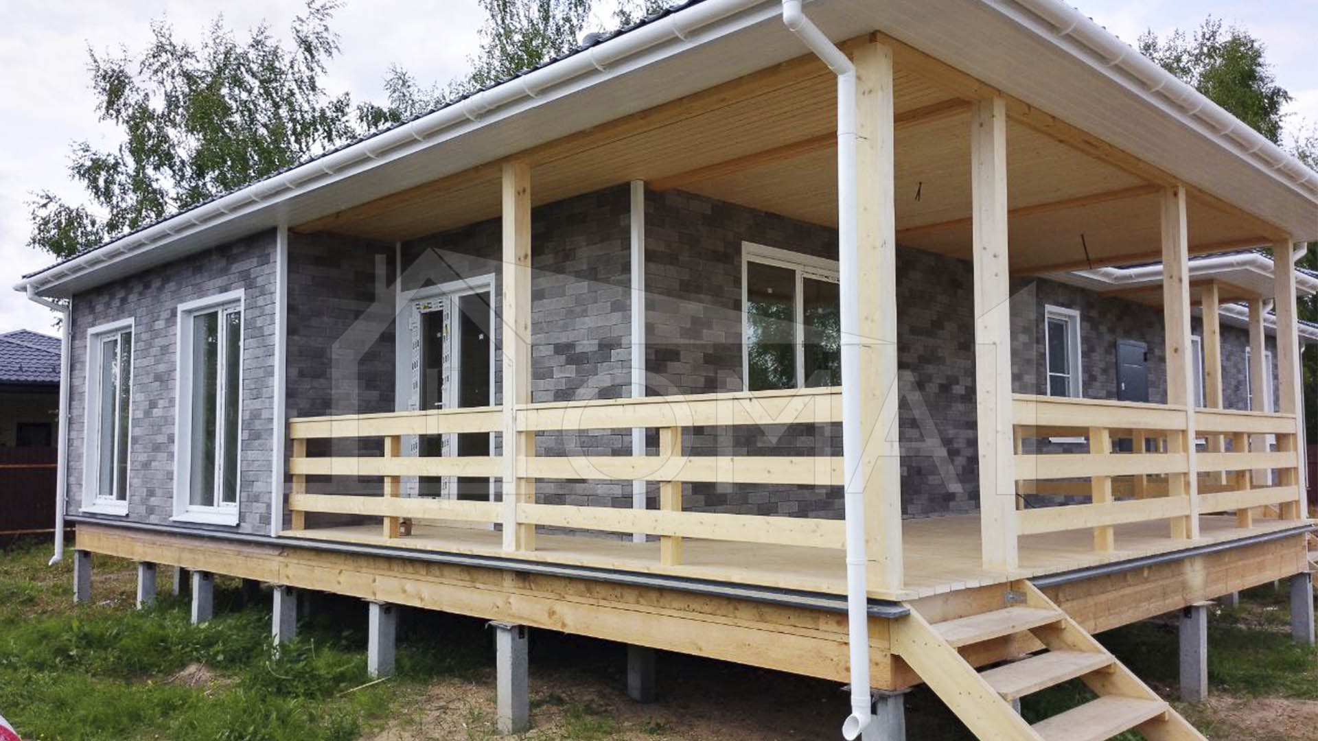 Каркасный дом с 5 спальнями - 19,2х14,0 м