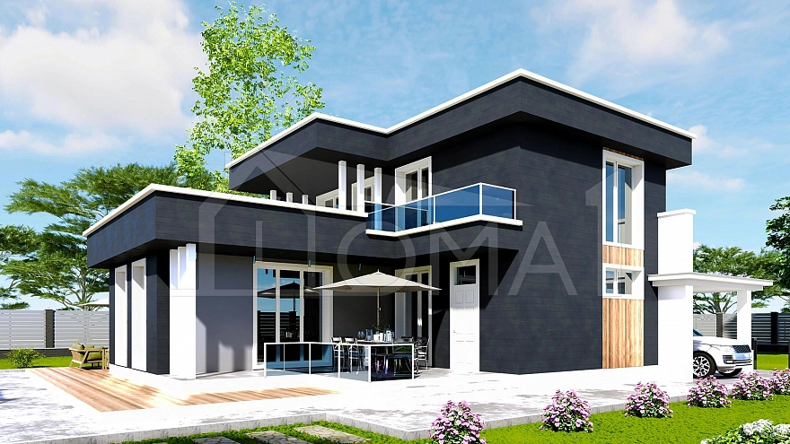 Проект дома из СИП-панелей Ванкувер Площадь 226 м² Цена 7 369 408 ₽ - Строительная компания Дома 1 - Изображение №1