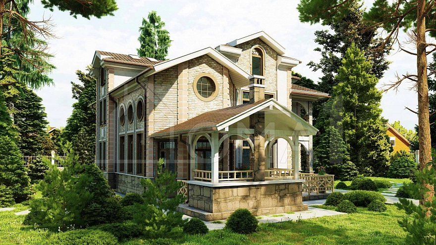 Проект каменного дома Мадрид Площадь 369 м² Цена 24 737 481 ₽ - Строительная компания Дома 1 - Изображение №4