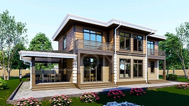 Проект Каркасный дом Кернхоф Площадь 200 м² Цена 7 515 112 ₽ - Строительная компания Дома 1