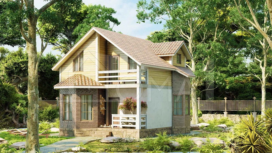 Проект дома из СИП-панелей Богучар Площадь 103 м² Цена 3 133 515 ₽ - Строительная компания Дома 1 - Изображение №1